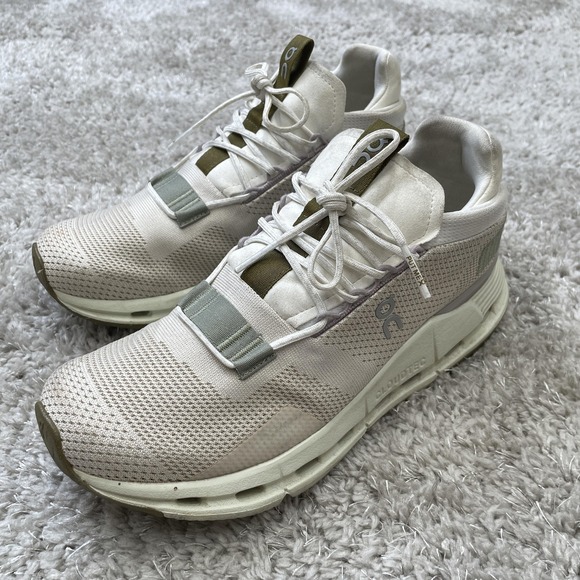 On Cloudnova Shoes Womens Size 8 White Green CloudTec Swiss Running Sneakers - Picture 1 of 15